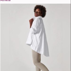 Athleta Sojourn White Pleated Shirt Jacket XL NWOT